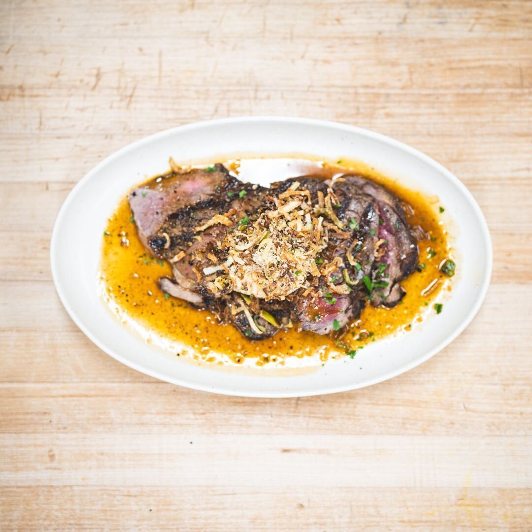 Have you tried our house dry-aged ribeye!? 🥩😲 

This set changes pretty regularly and this one might be one of my favorites... The ribeye itself is rubbed with garlic powder, urfa, and fennel pollen before it hits the grill. It comes off the grill,