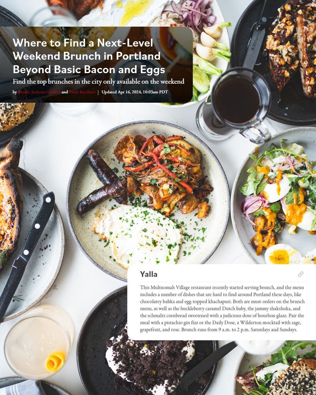 The folks from @eaterpdx (@jacksonglidden &amp; @paoloshmaolo 🙌) wrote some kind words about our brunch service! It's super cool to see our little spot in The Village getting some big love. Pretty perfect timing because we've been putting in a ton o