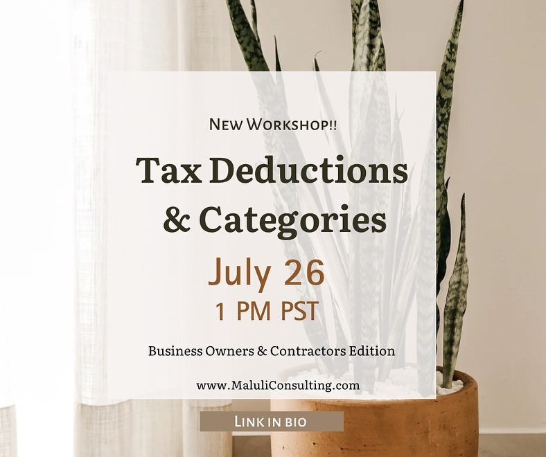 New Workshop is out!!! This is for folks who are self-employed, Independent Contractors and Business owners!! 

Since we&rsquo;re at the half year mark, Its a great time to look at business activity!! 

During this workshop we will go over how to low