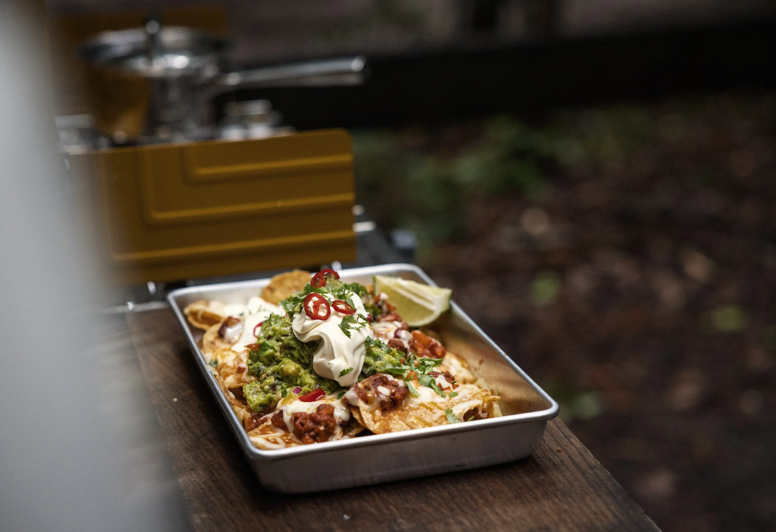 nachos cooked outside