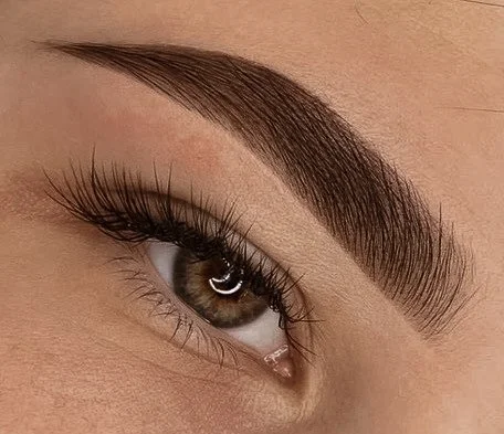 picture of right eye and eyebrow, close up, with a semi-permanent eyebrow treatment.