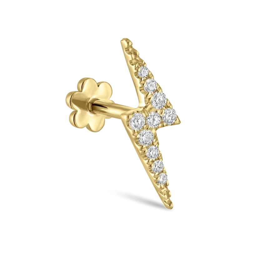 11mm Diamond Lightning Bolt Yellow Gold