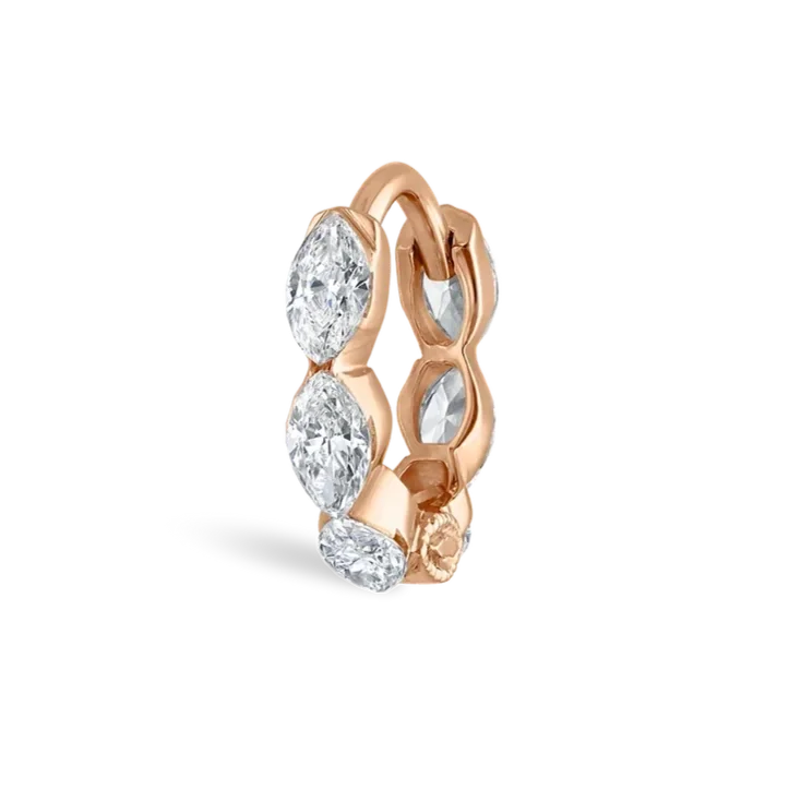 6.5mm Invisible Set Diamond Marquise Eternity Hoop Rose Gold