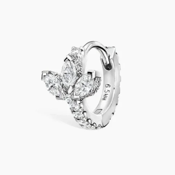8mm Diamond Lotus Eternity Hoop Earring White Gold