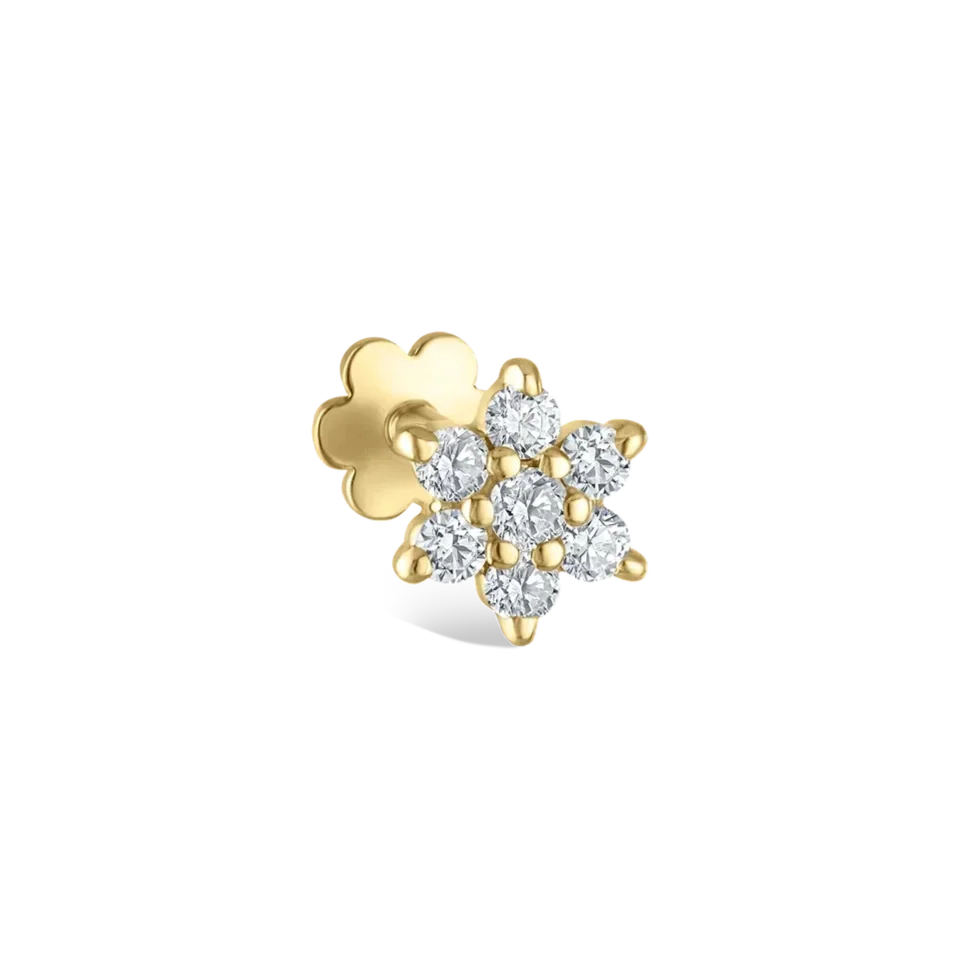 4.5mm Flower Stud Yellow Gold