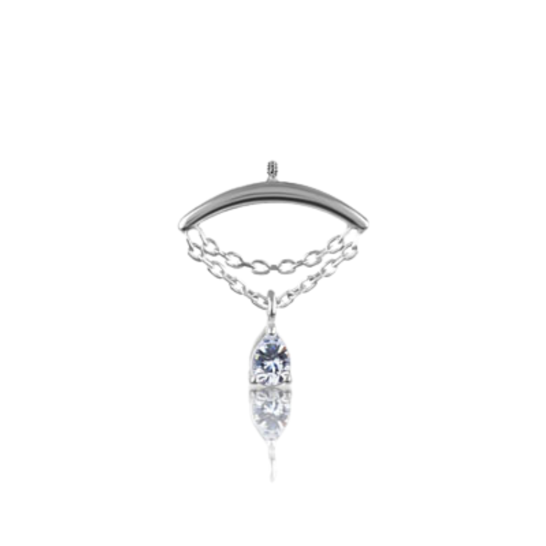 Hidden Helix Double Chain Drop White Gold