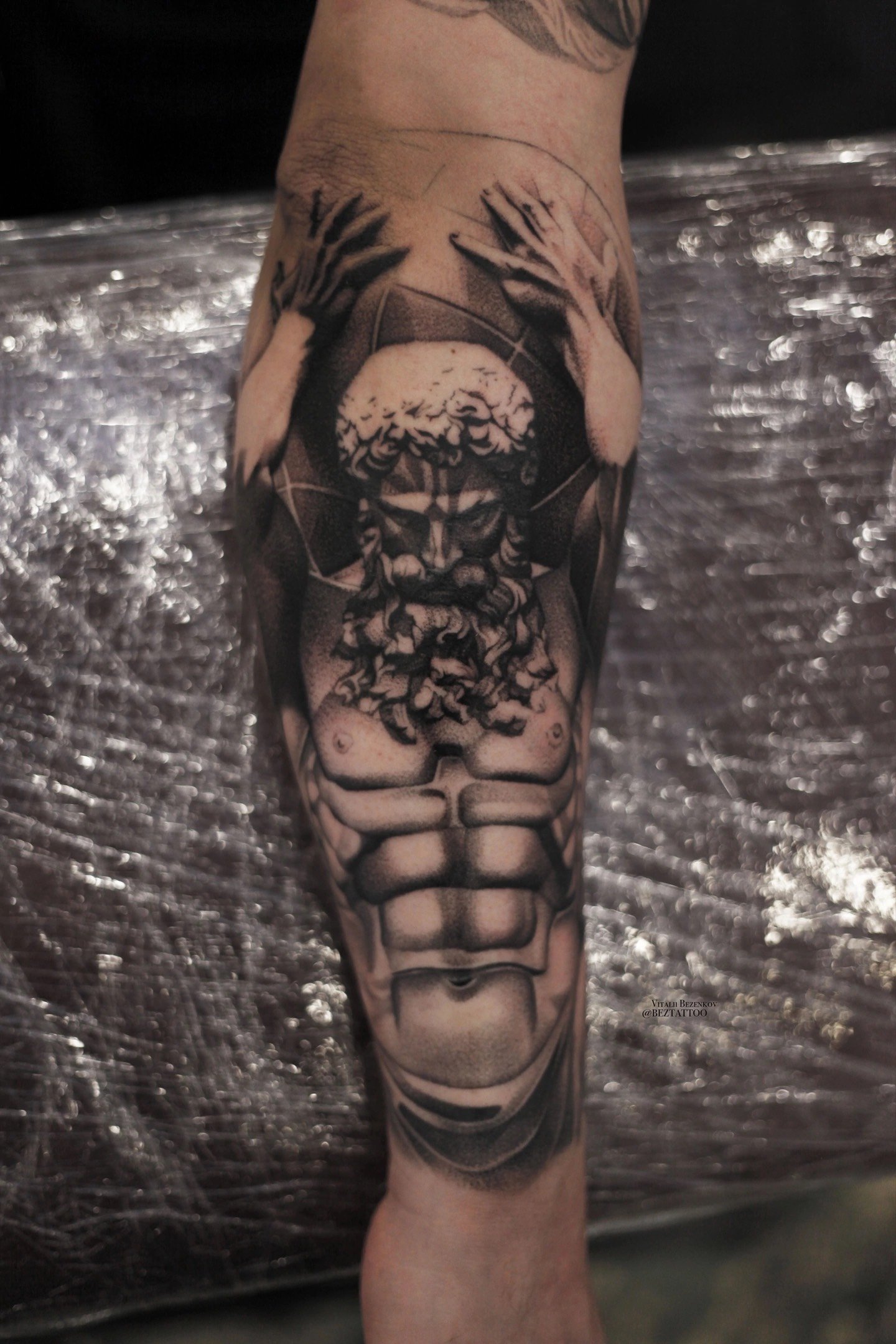 The Hive – Bez Tattoo – Black and Grey Tattoo – Realistic Tattoo – Realism Tattoo – Portrait Tattoo – Mythology Tattoo – Greek Tattoo