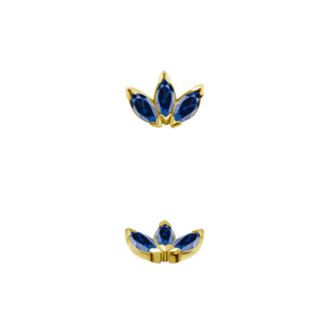 Triple Marquise Lab Blue Sapphire