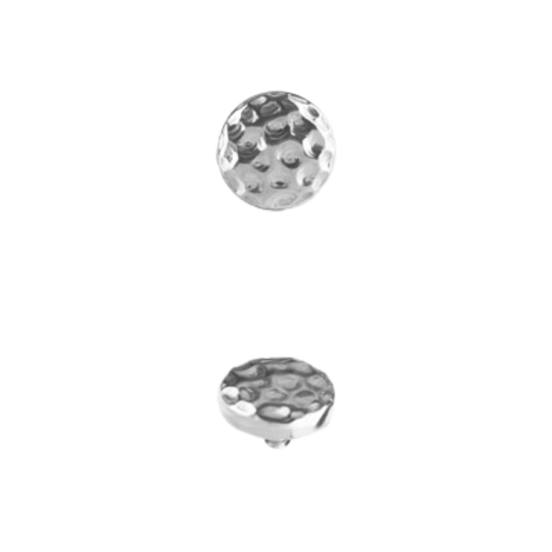 Hammered Disc White Gold