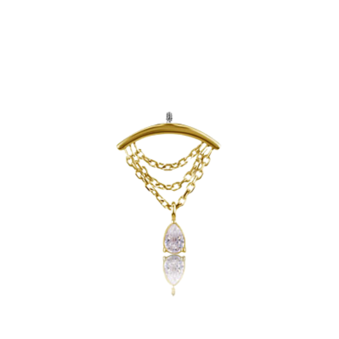 Hidden Helix Triple Chain Drop Yellow Gold