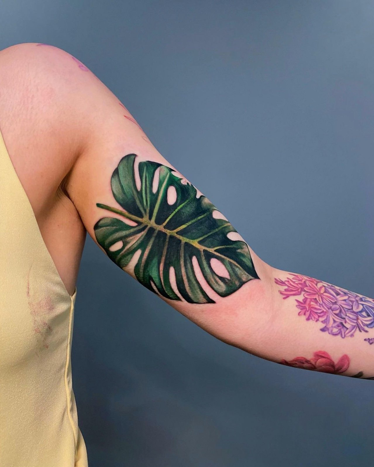 The Hive – Sky Coyote – Full Color Tattoo – Watercolor Tattoo – Black and Grey Tattoo – Floral Tattoo – Delicate Tattoo – Flower Tattoo – Feminine Tattoo