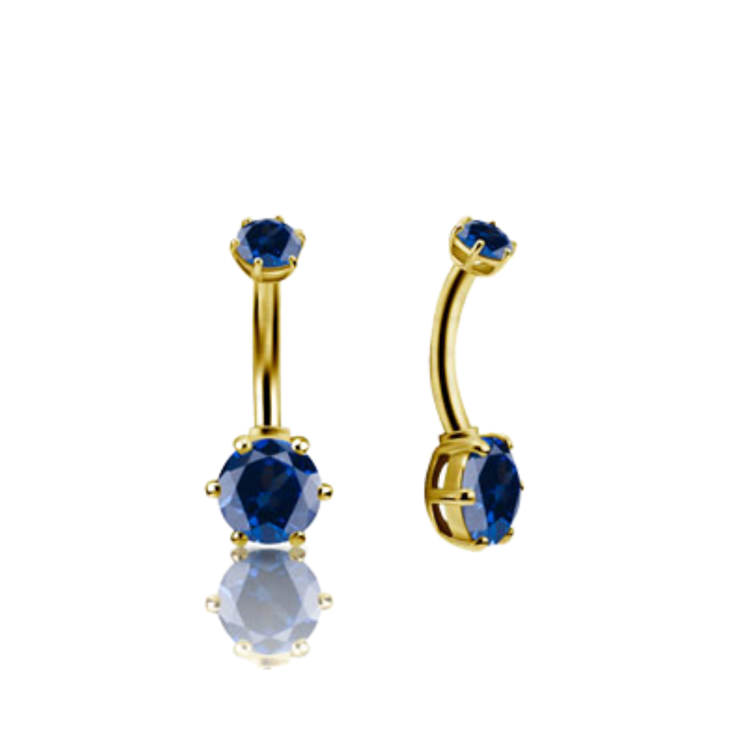 Prong Navel Lab Blue Sapphire