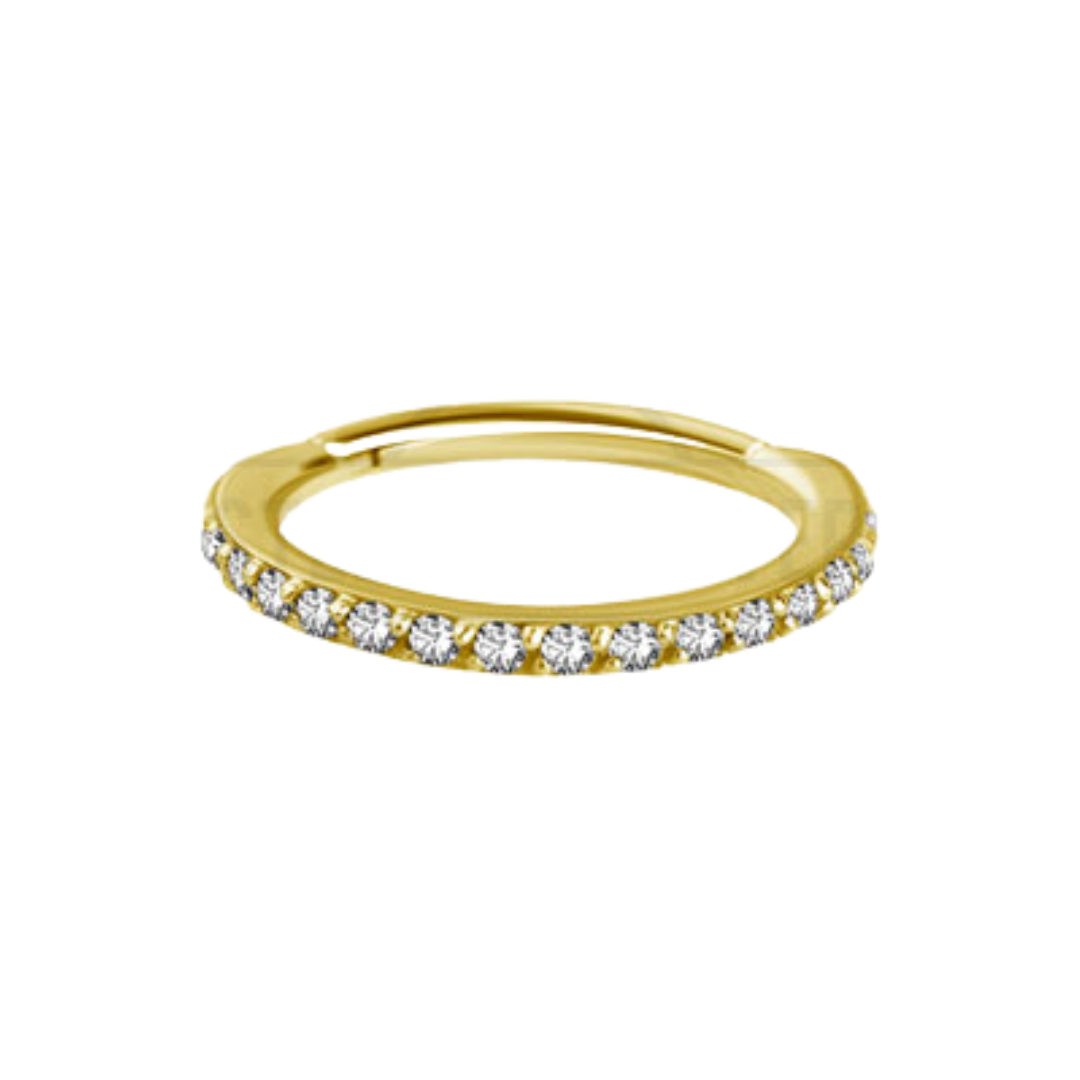 conch/ helix jewelled hinged ring Yellow gold