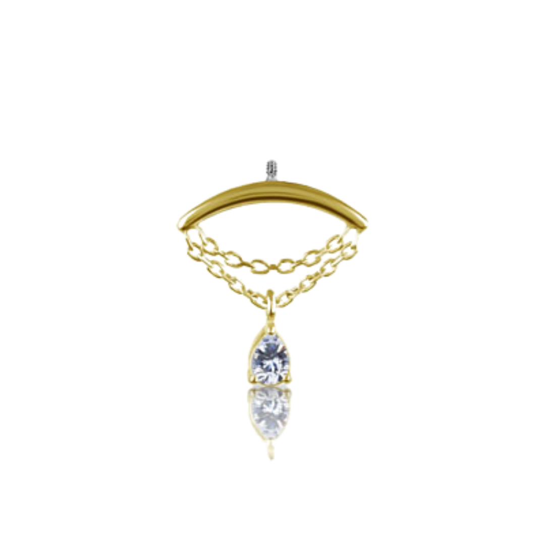 Hidden Helix Double Chain Drop Yellow Gold