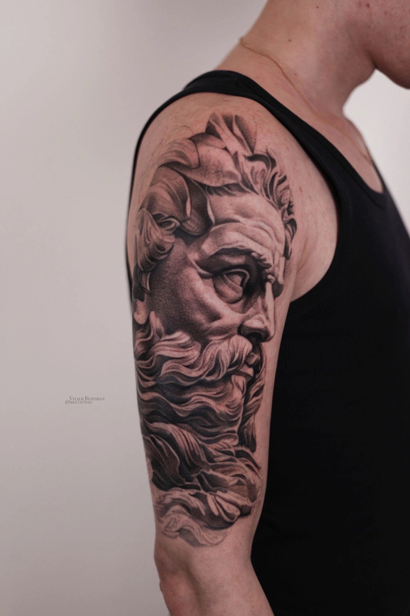 The Hive – Bez Tattoo – Black and Grey Tattoo – Realistic Tattoo – Realism Tattoo – Portrait Tattoo – Mythology Tattoo – Greek Tattoo