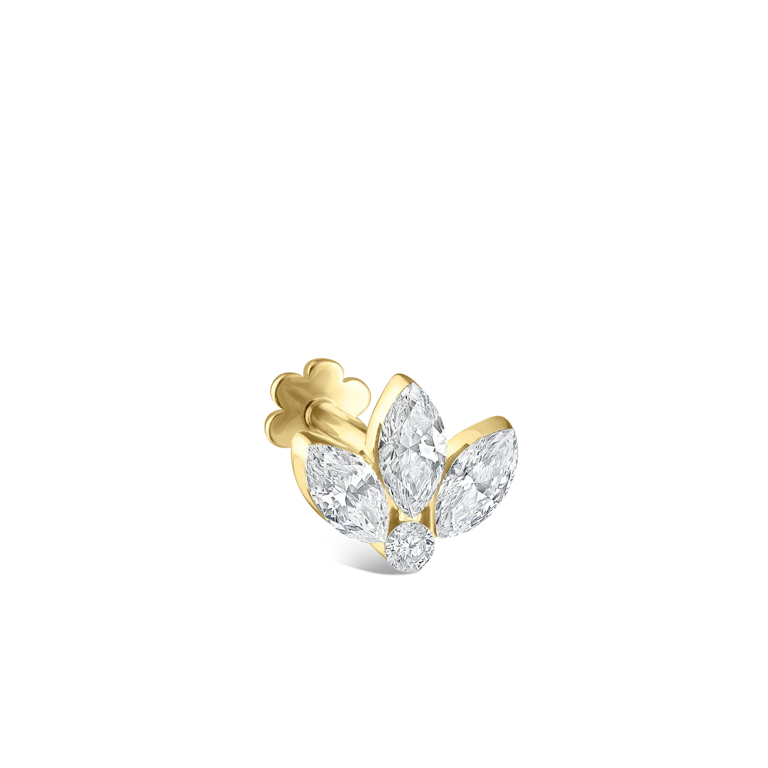 4mm Invisible Diamond Lotus Yellow Gold
