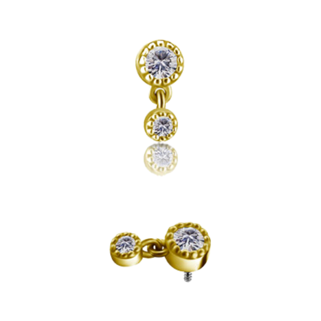 Scalloped Prong Dangle Yellow Gold