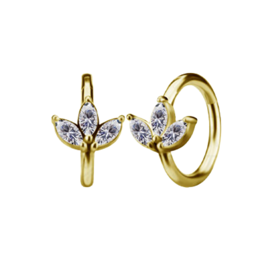 Nose/rook triple marquise ring