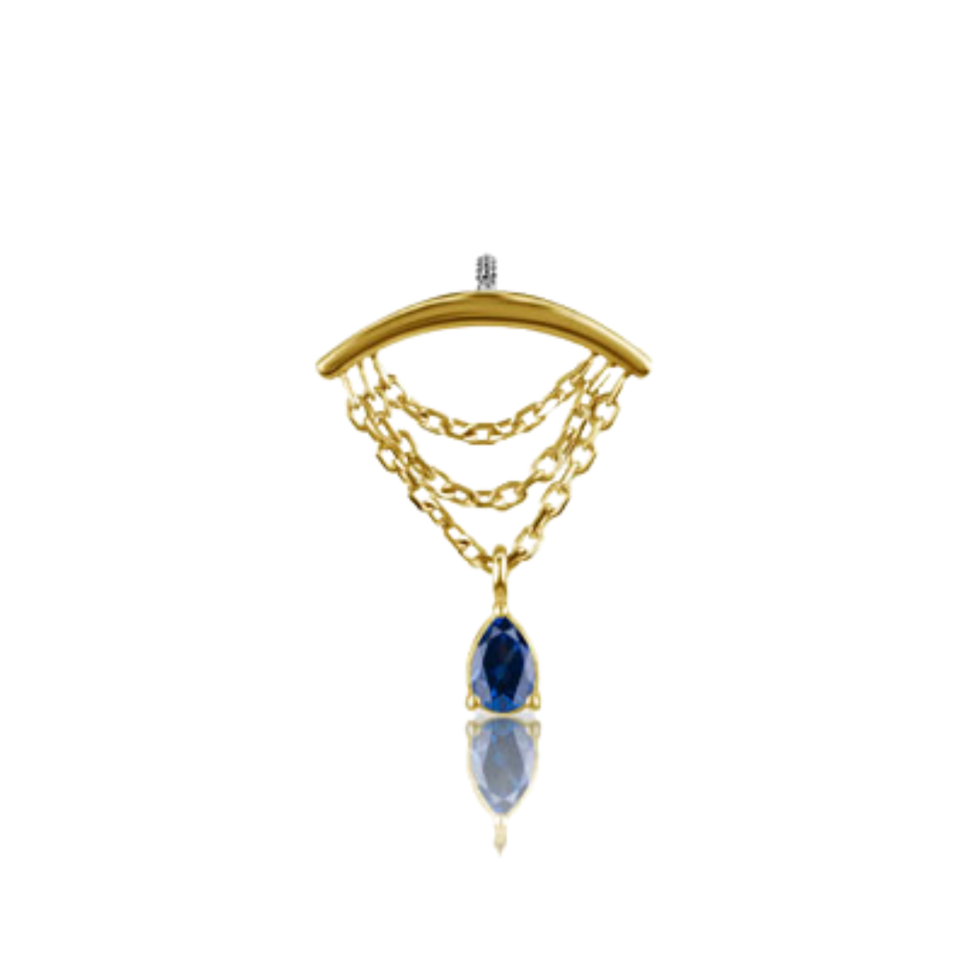 Hidden Helix Chain Dangle Lab Blue Sapphire