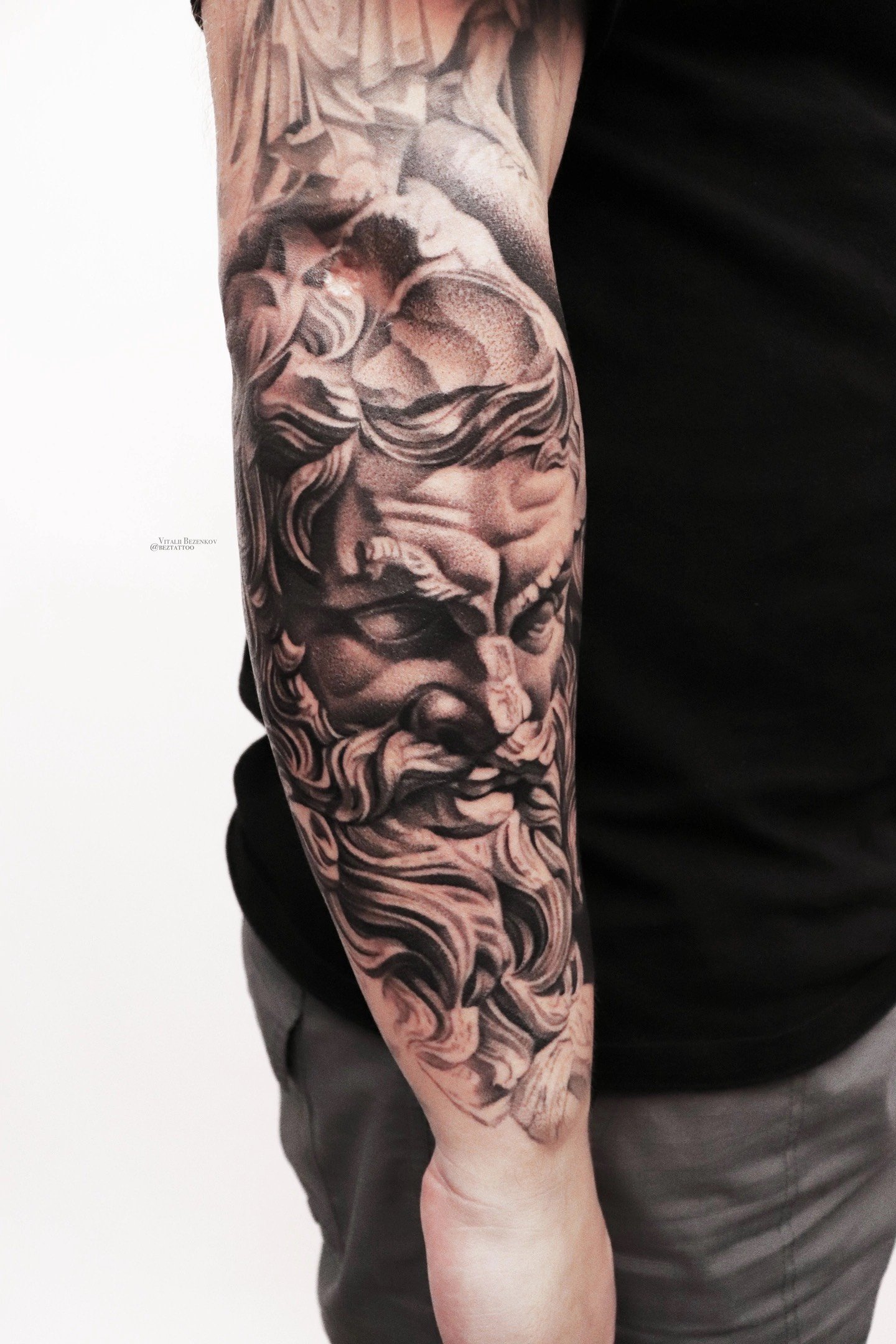 The Hive – Bez Tattoo – Black and Grey Tattoo – Realistic Tattoo – Realism Tattoo – Portrait Tattoo – Mythology Tattoo – Greek Tattoo