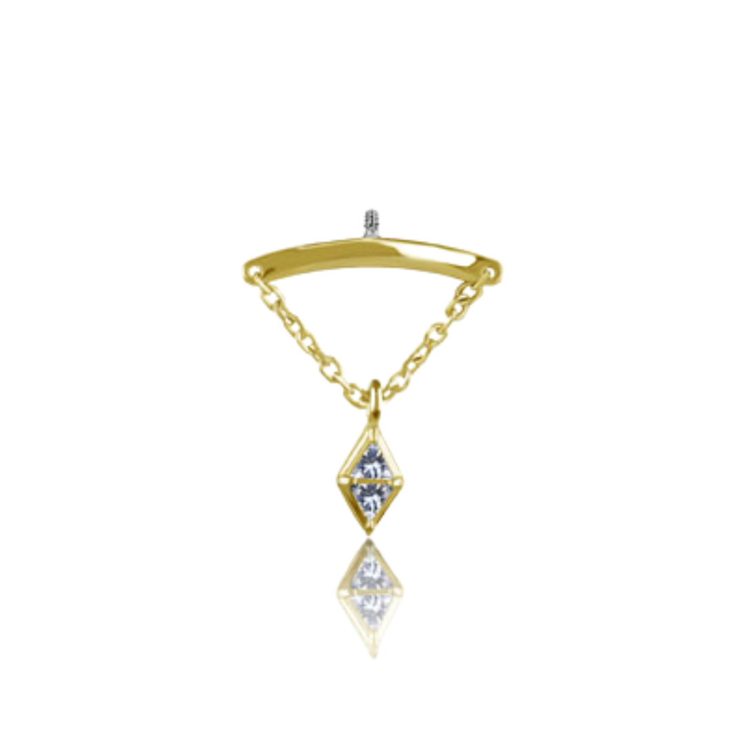 Hidden Helix Diamond Shape Yellow Gold