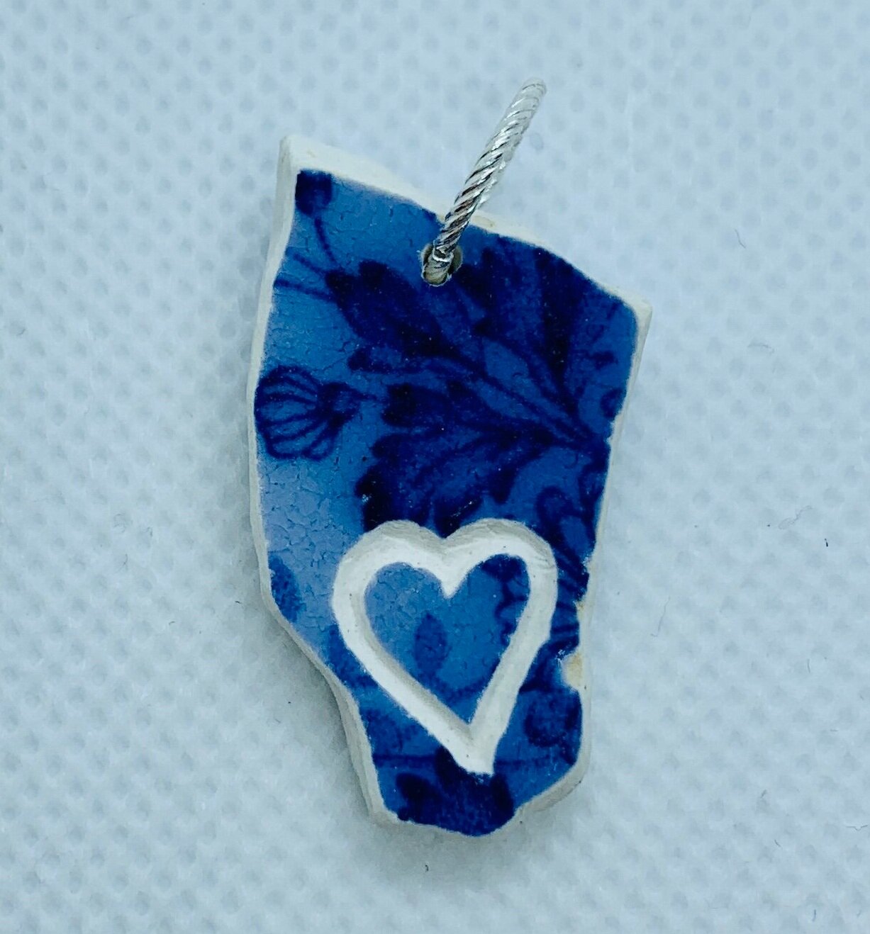 Blue Sea Pottery pendant with heart design