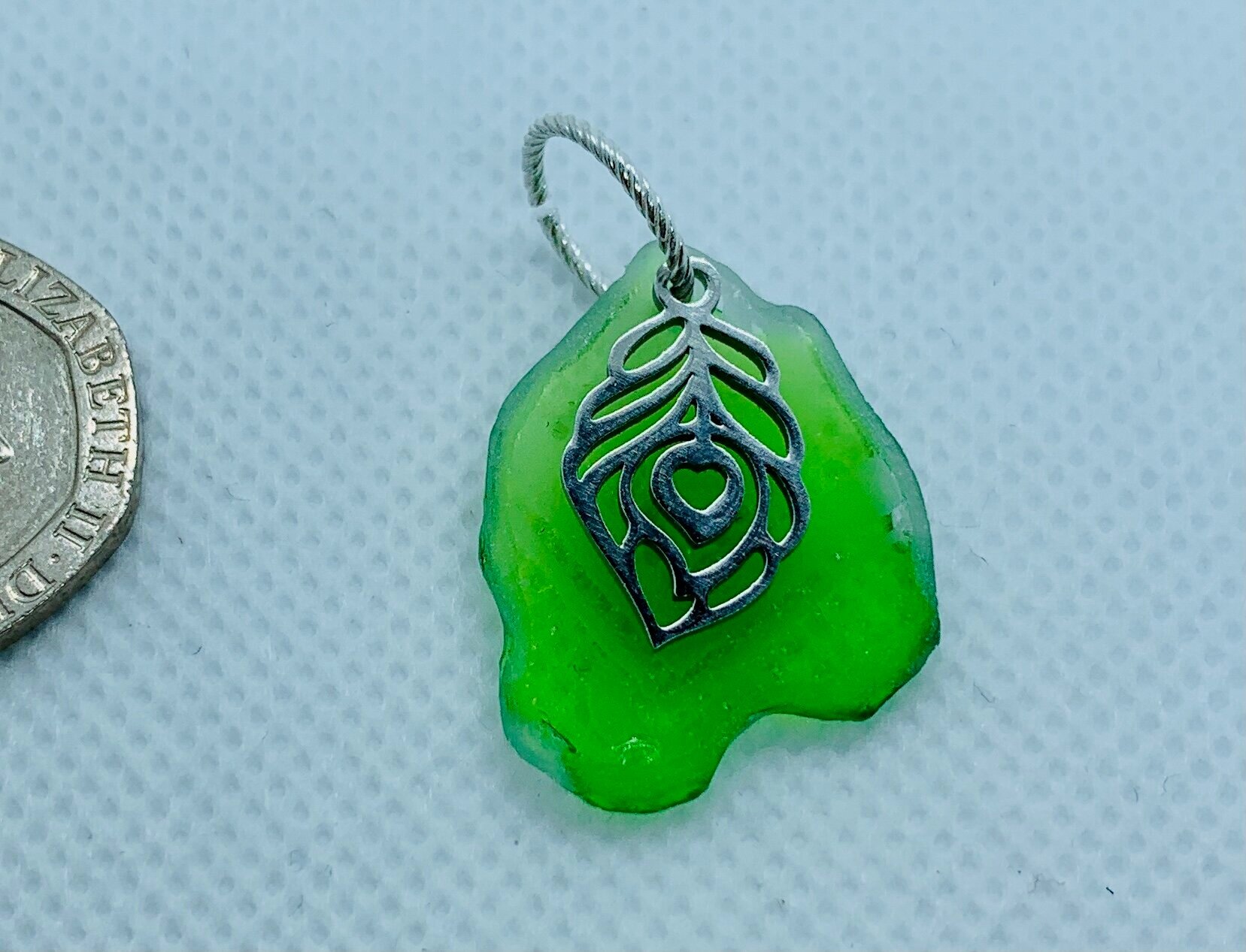 Lime Green Sea Glass Pendant