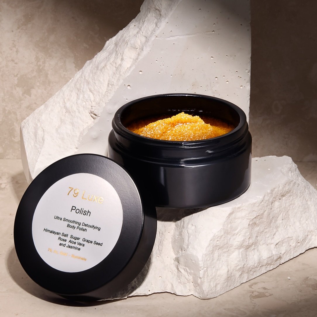 Divinely scented with Oils of Jasmine &amp; Rose for akin that feels brand new. #BodyPolish #79Luxe