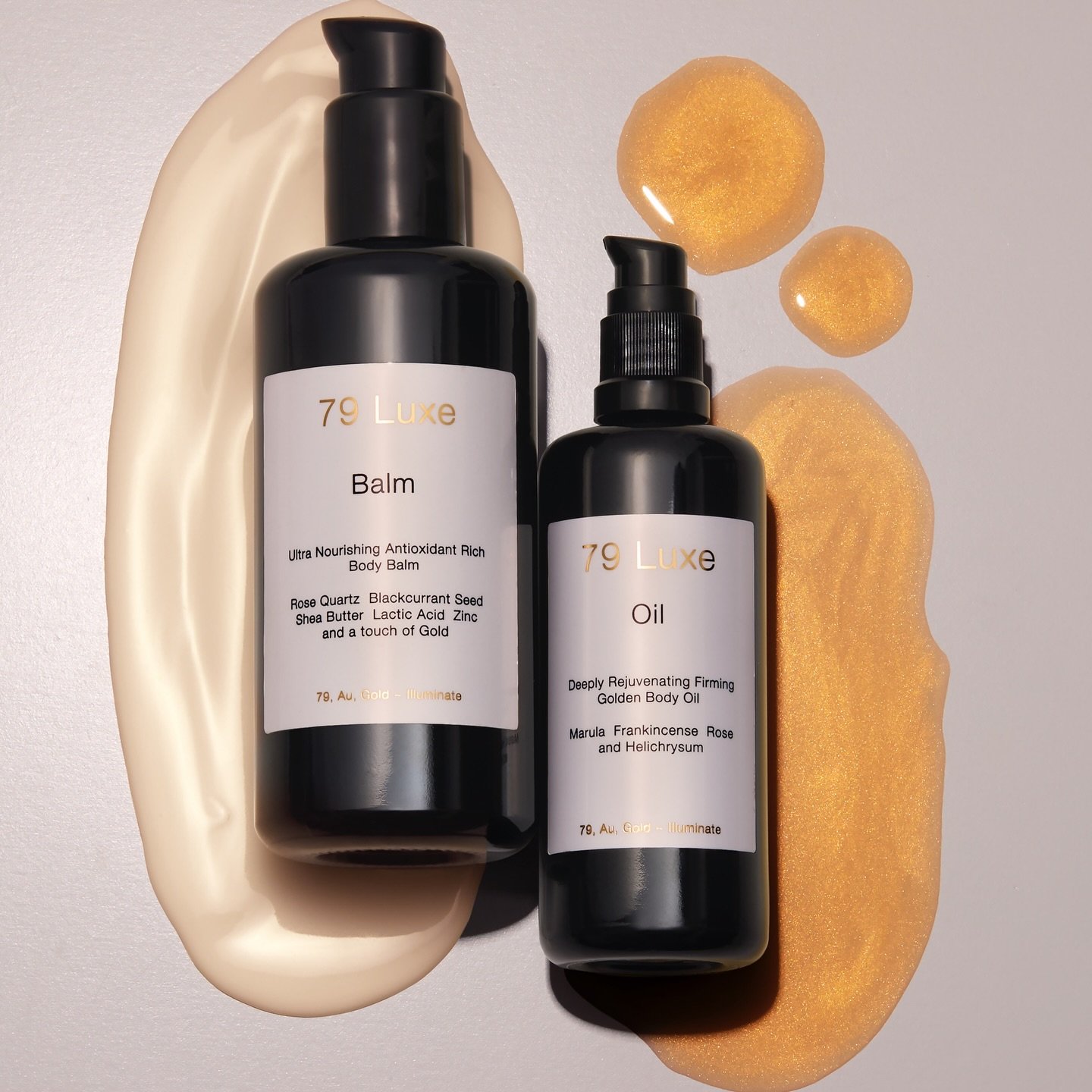 We love to layer - Oil over Balm for extra luxe skin. #BodyBalm #BodyOil #79Luxe