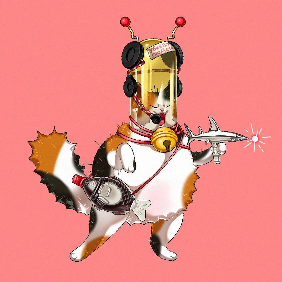 Playful Friends-alien cat