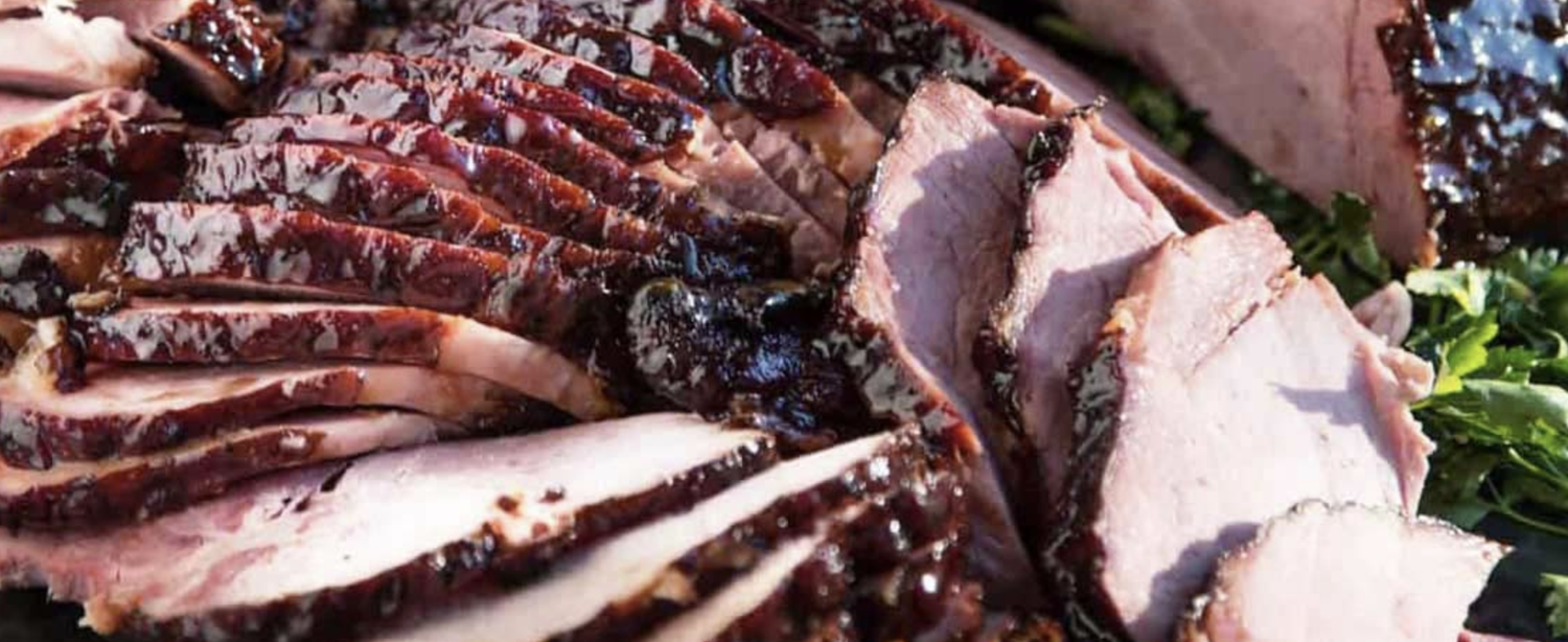 Grill Recipes Double Smoked Ham with Cherry Bourbon Glaze — Embers