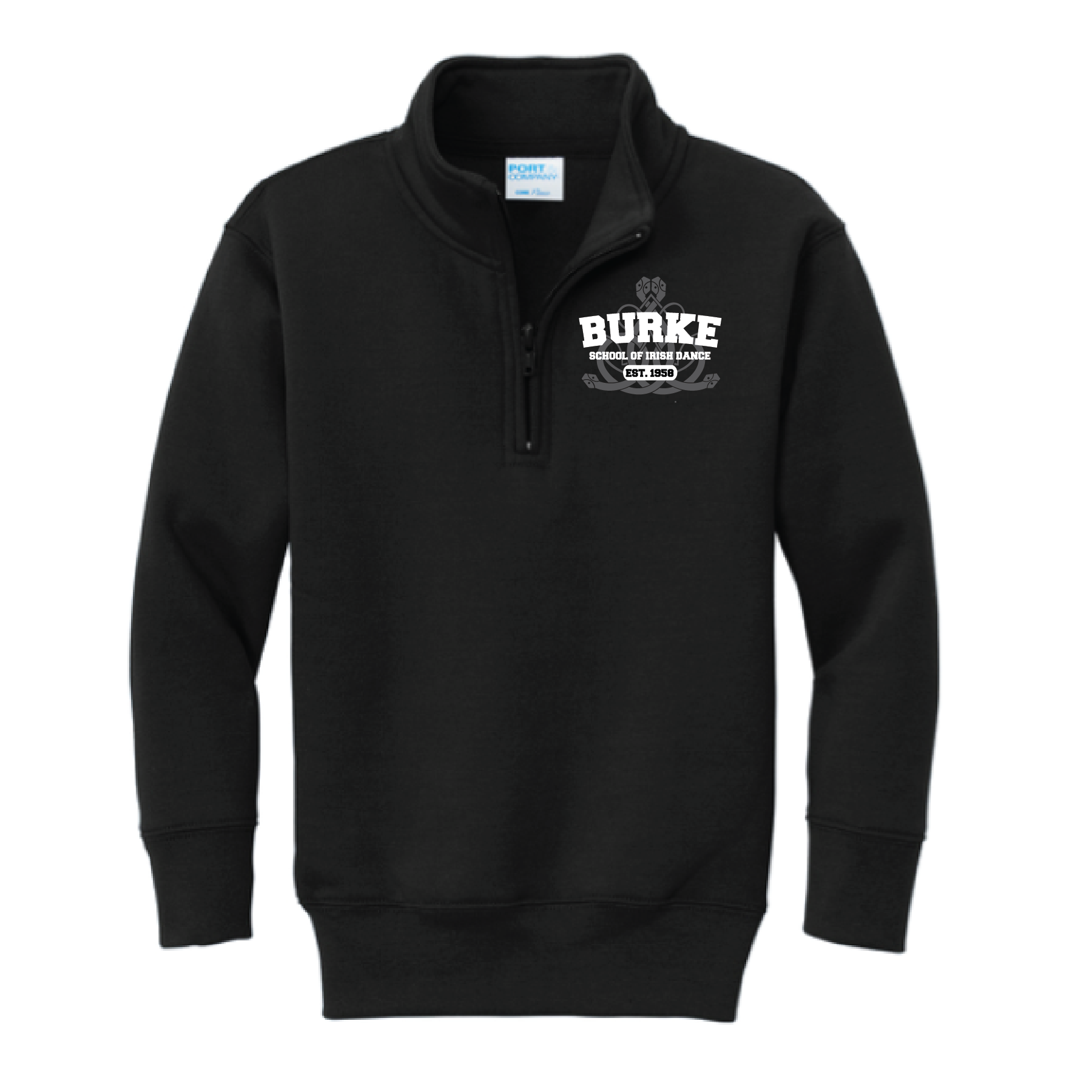 Burke- Collegiate Lettering- Adult/Youth Quarter Zip Fleece Pullover