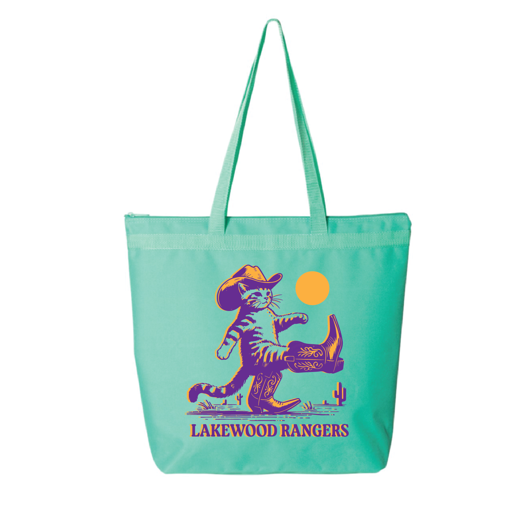 LECPTA- Cat Cowboy-  Zipper Tote Bag