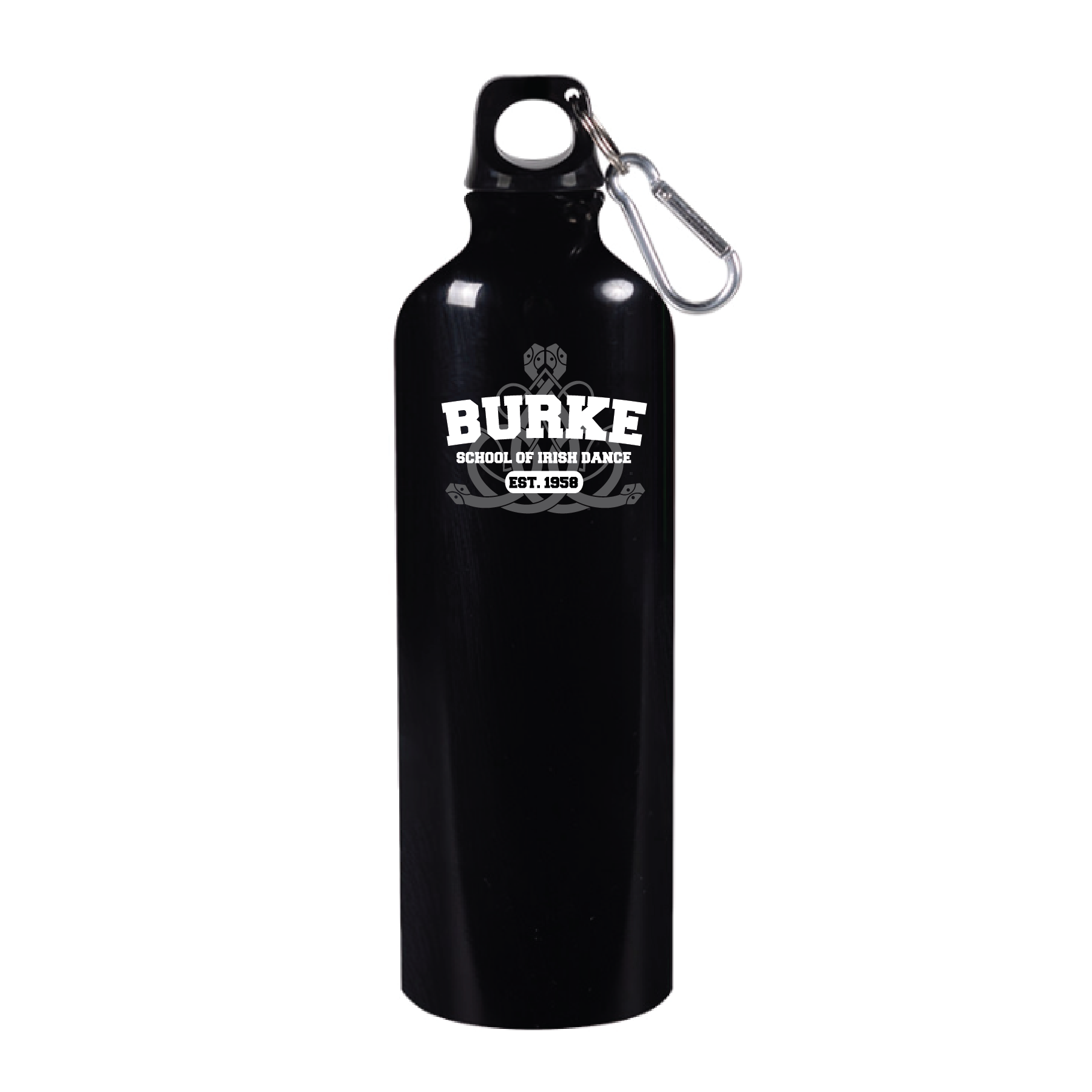 Burke- Collegiate Lettering- 26oz. Black Aluminum Water Bottle