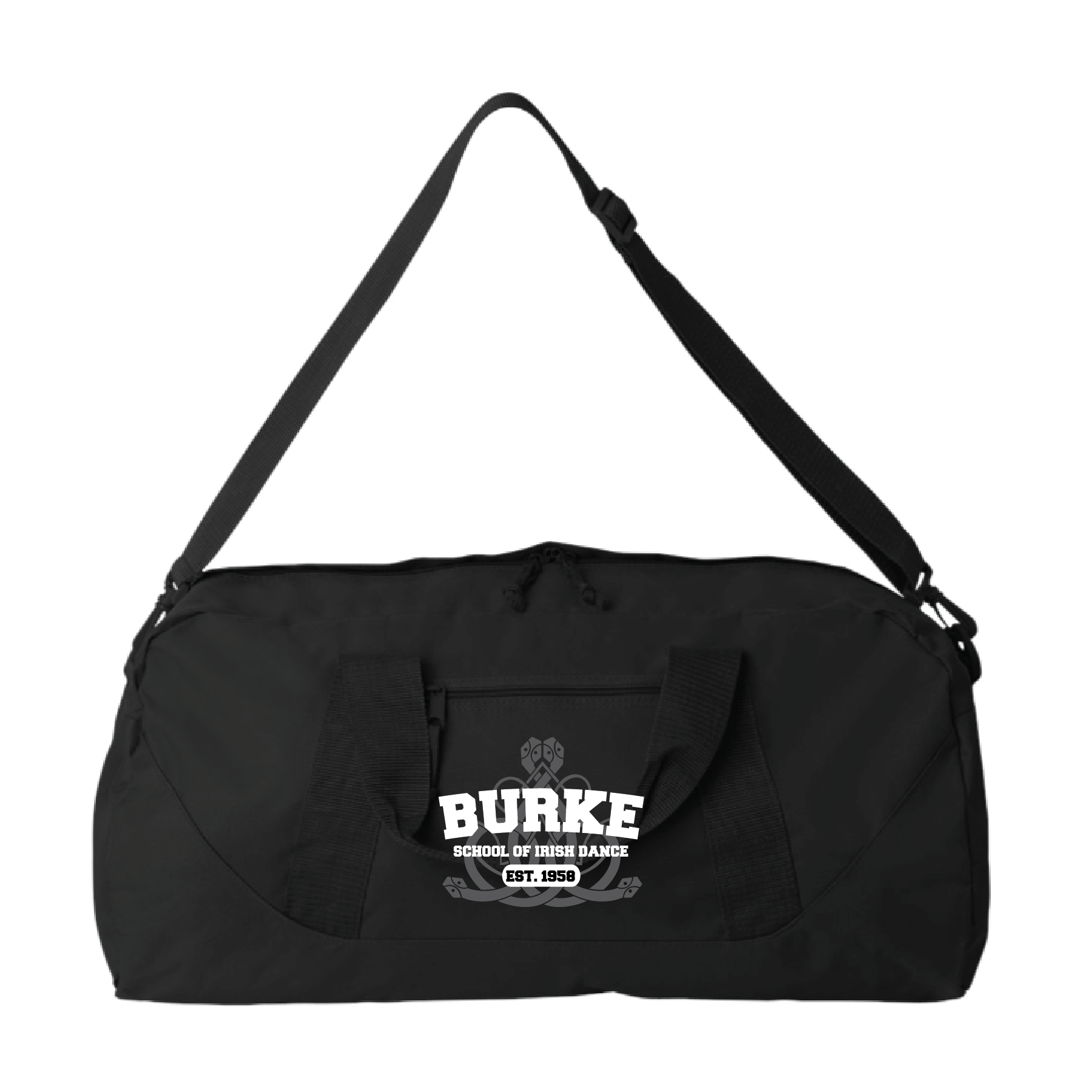 Burke- Collegiate Lettering- Black Duffel Bag