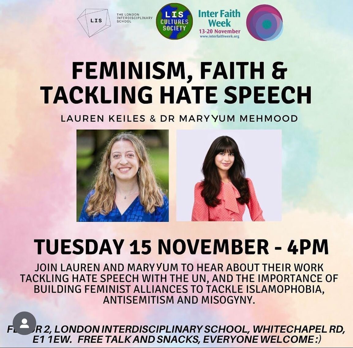 &bull;INTERFAITH WEEK 2022&bull;

Kicked off #interfaithweek with my sis @laurenkeiles of @swipeleftonhate to discuss faith, feminism, friendship and our origin story @unaoc #Edin. Really grateful to have been invited to speak to such terrific studen