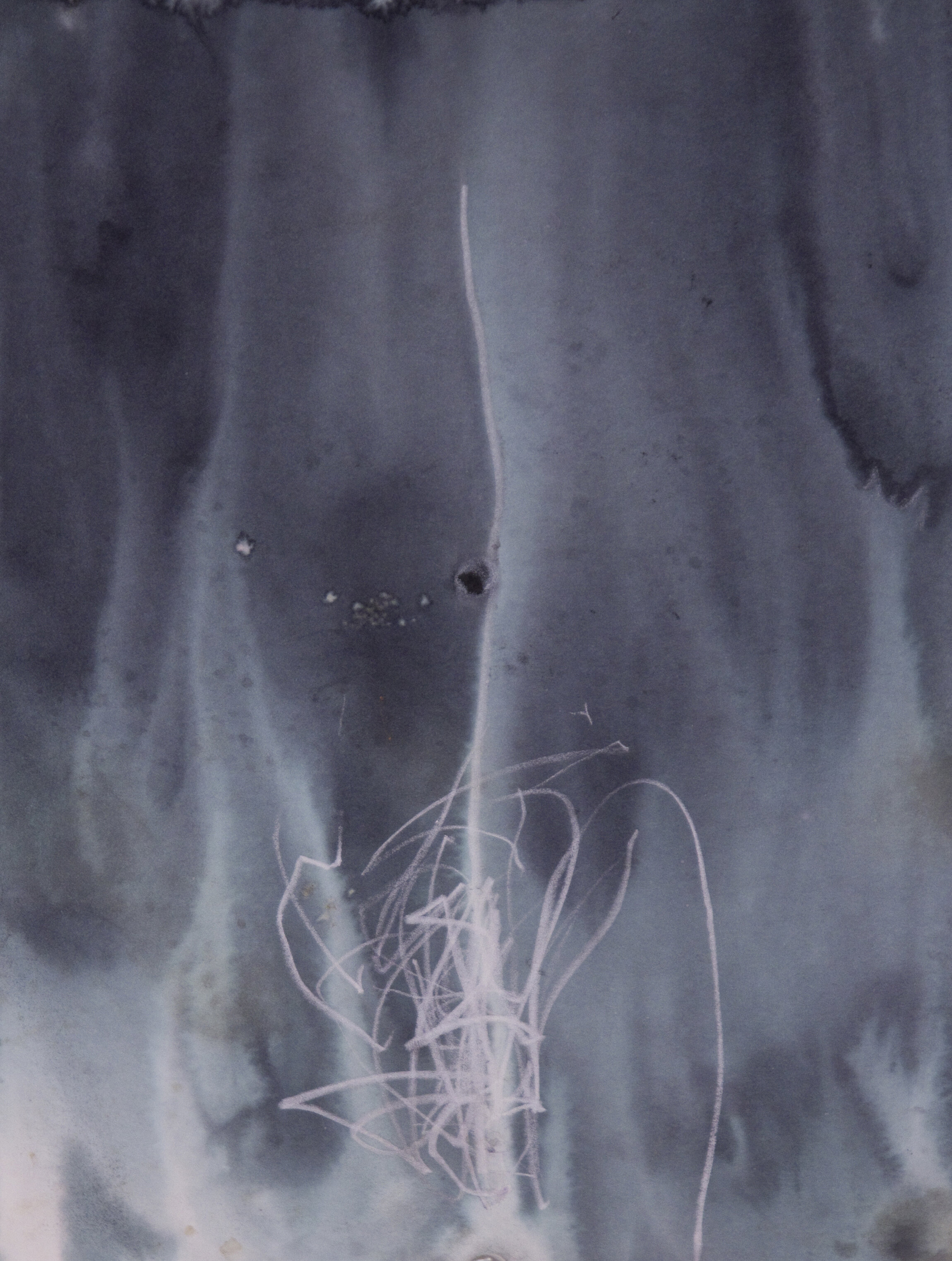 "Thunder"
ink, bleach, and white charcoal on paper