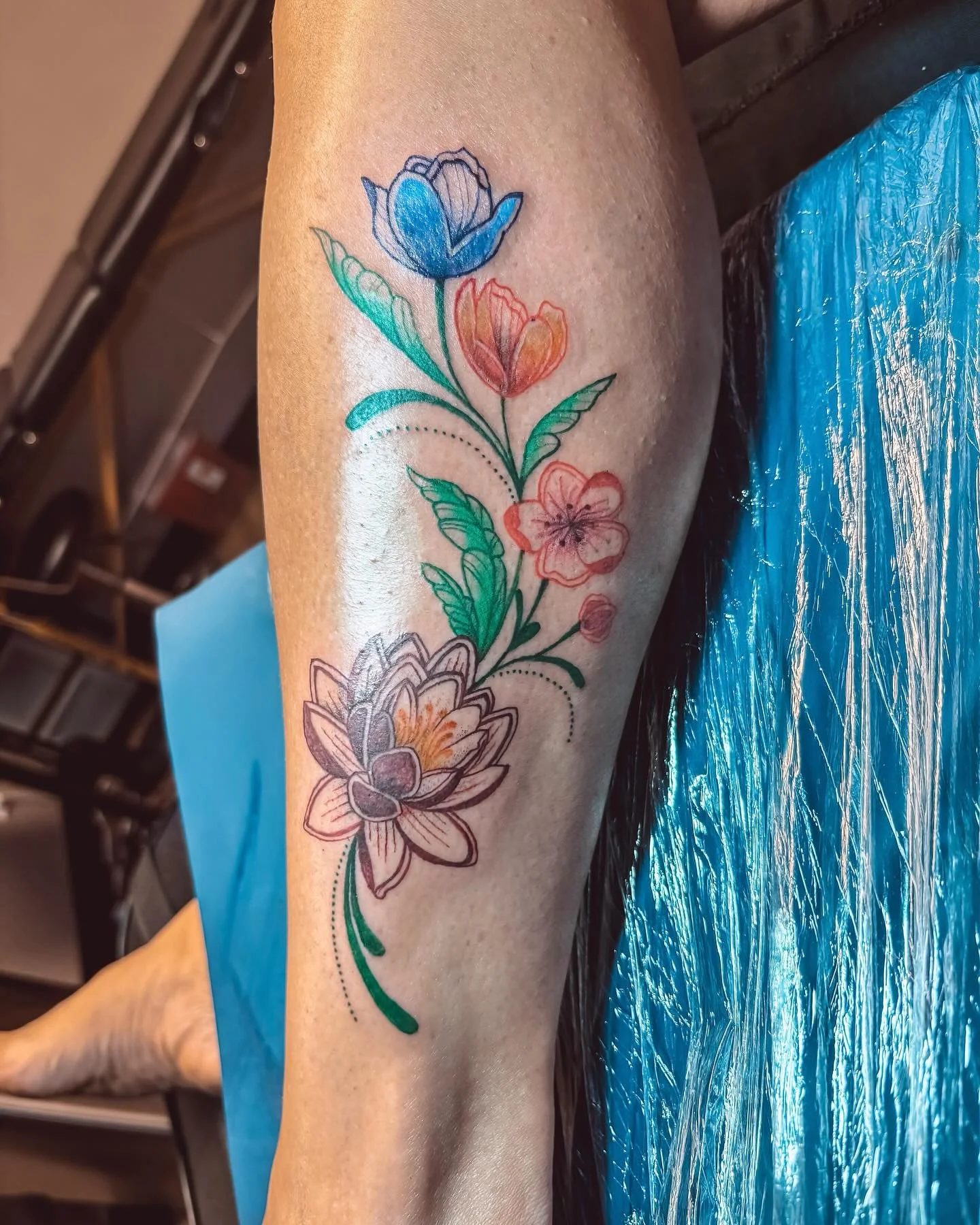 No. 52&hellip; an original design inspired by blackwork style florals, but completely in color. I&rsquo;m obsessed with how this one came together and can&rsquo;t wait to finish it. All it is missing are three cute little hummingbirds, done in more o