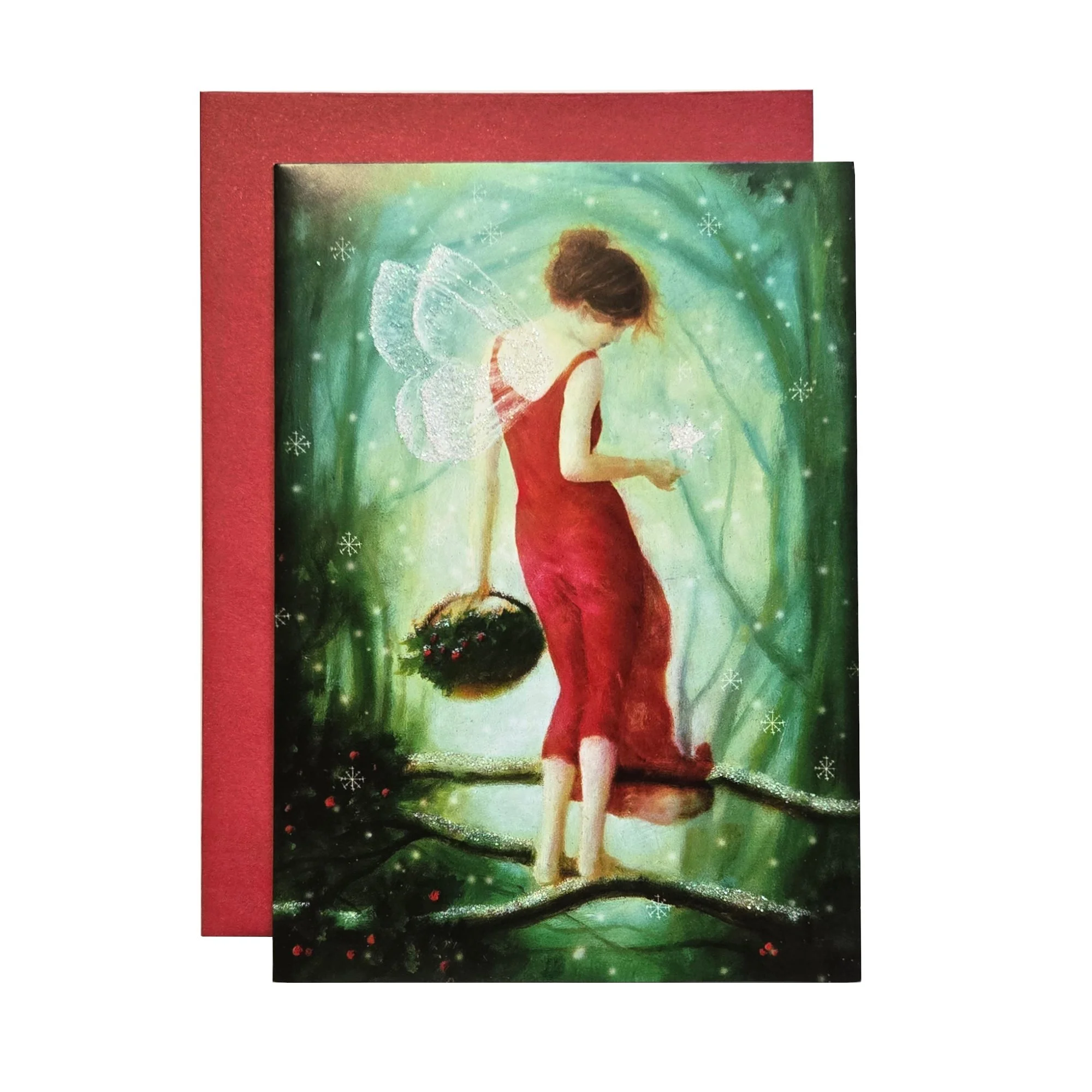 Festive Fairy Card - Green