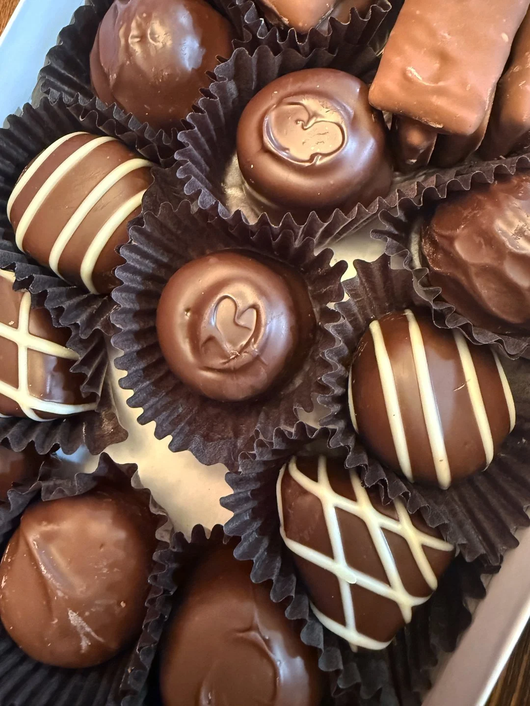 I had 21 total radiation appointments and ate a truffle following each treatment. Early on, I noticed one of them had a heart swirl on it!
