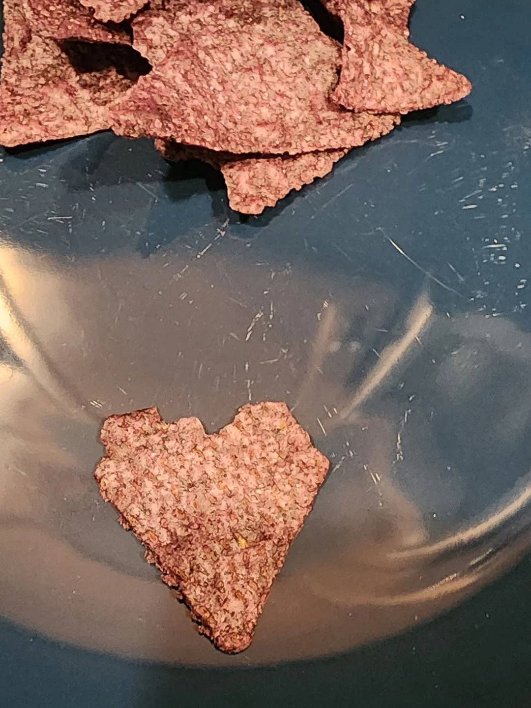 Blue corn tortilla chip heart captured by Chelsea Haining of Washington.