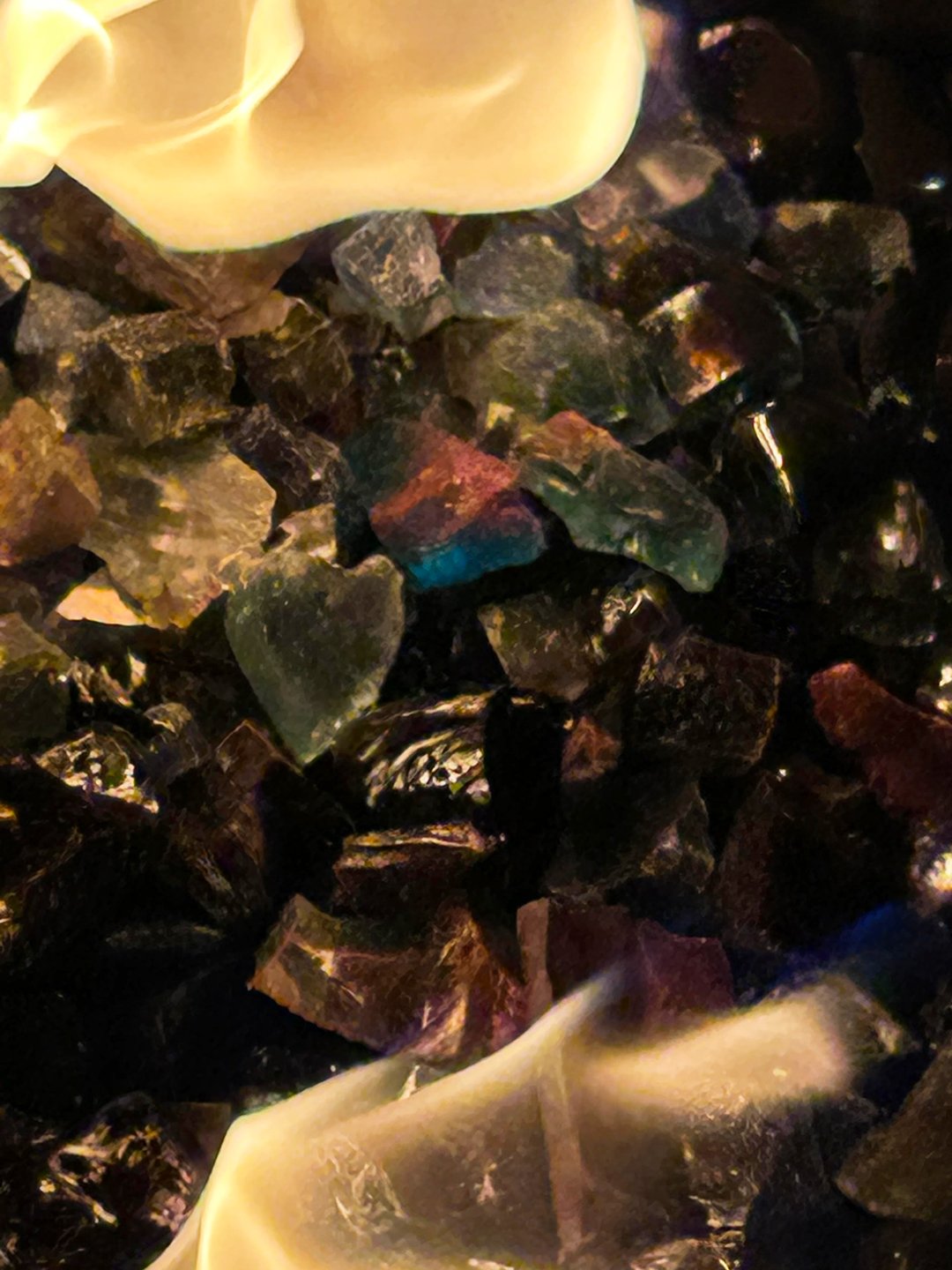 "A glassy blue heart, forged along fires of drunkenness stupor at a waterfront brewery, shines against warm flames." - Brittny Goodsell of Washington