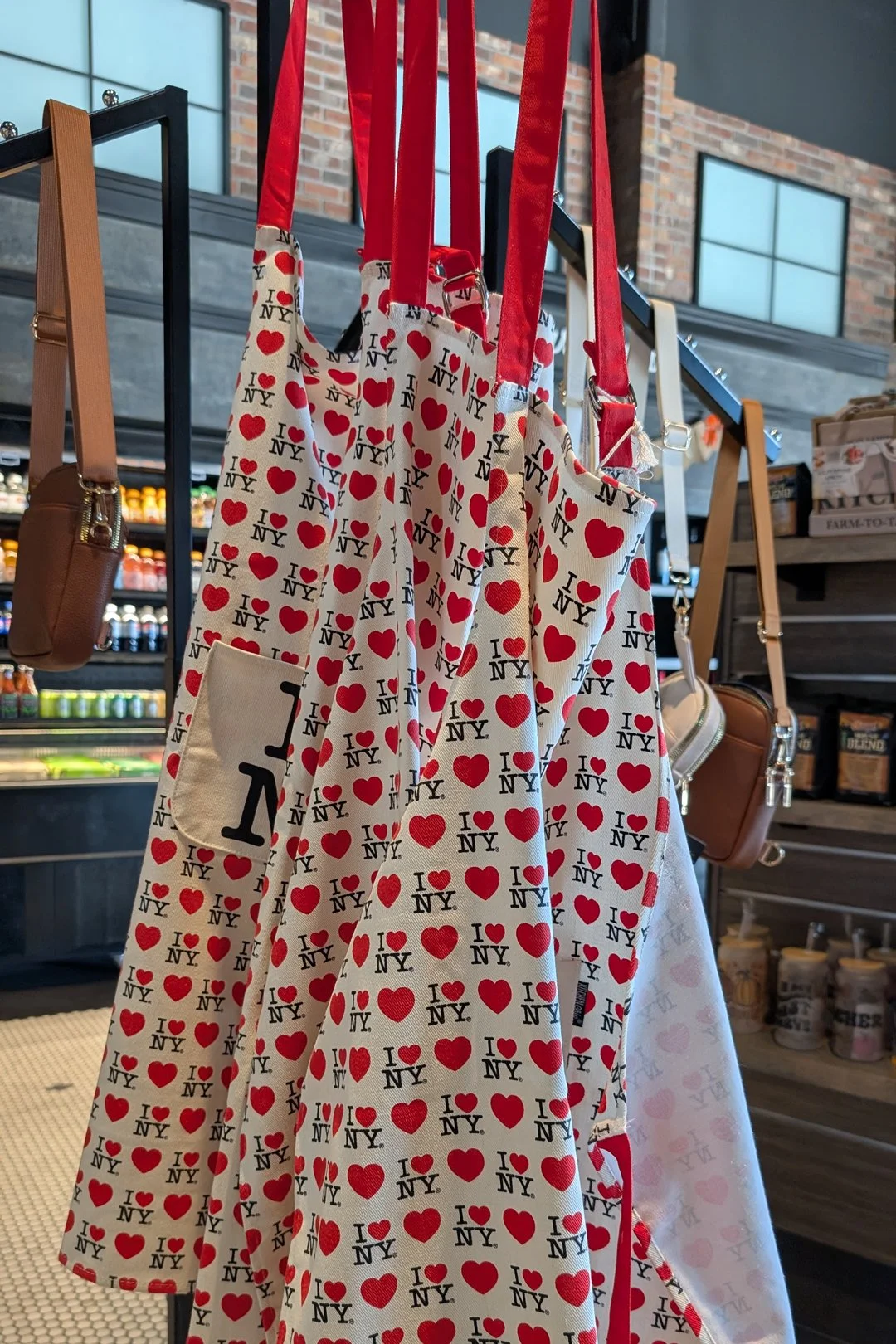 Chenelle Houston captured a photo of hearts on aprons in a gift shop area at Chompie's New York-style restaurant.