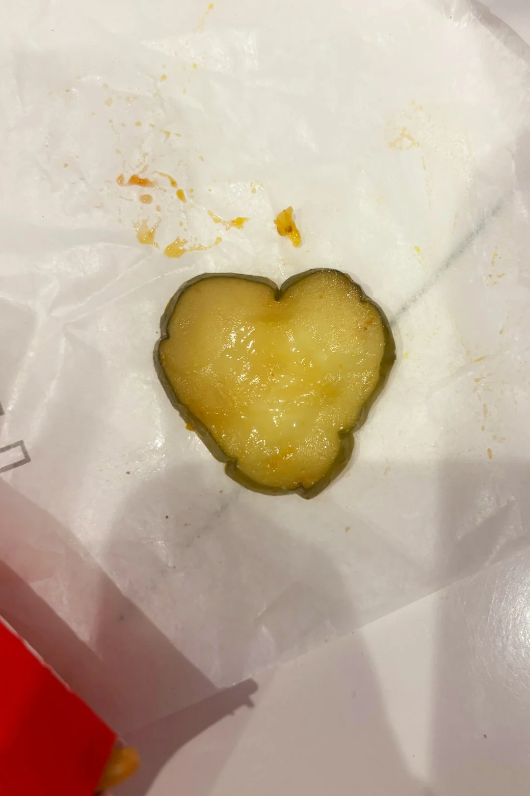 "I’m watching my niece today. She asked me for McDonald’s and this heart pickle just fell off her cheeseburger!" - Melissa Newbold of Utah