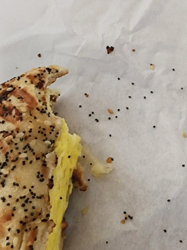 A cute little heart fell off this breakfast sandwich. Photo by Chelsea Haining of Washington.