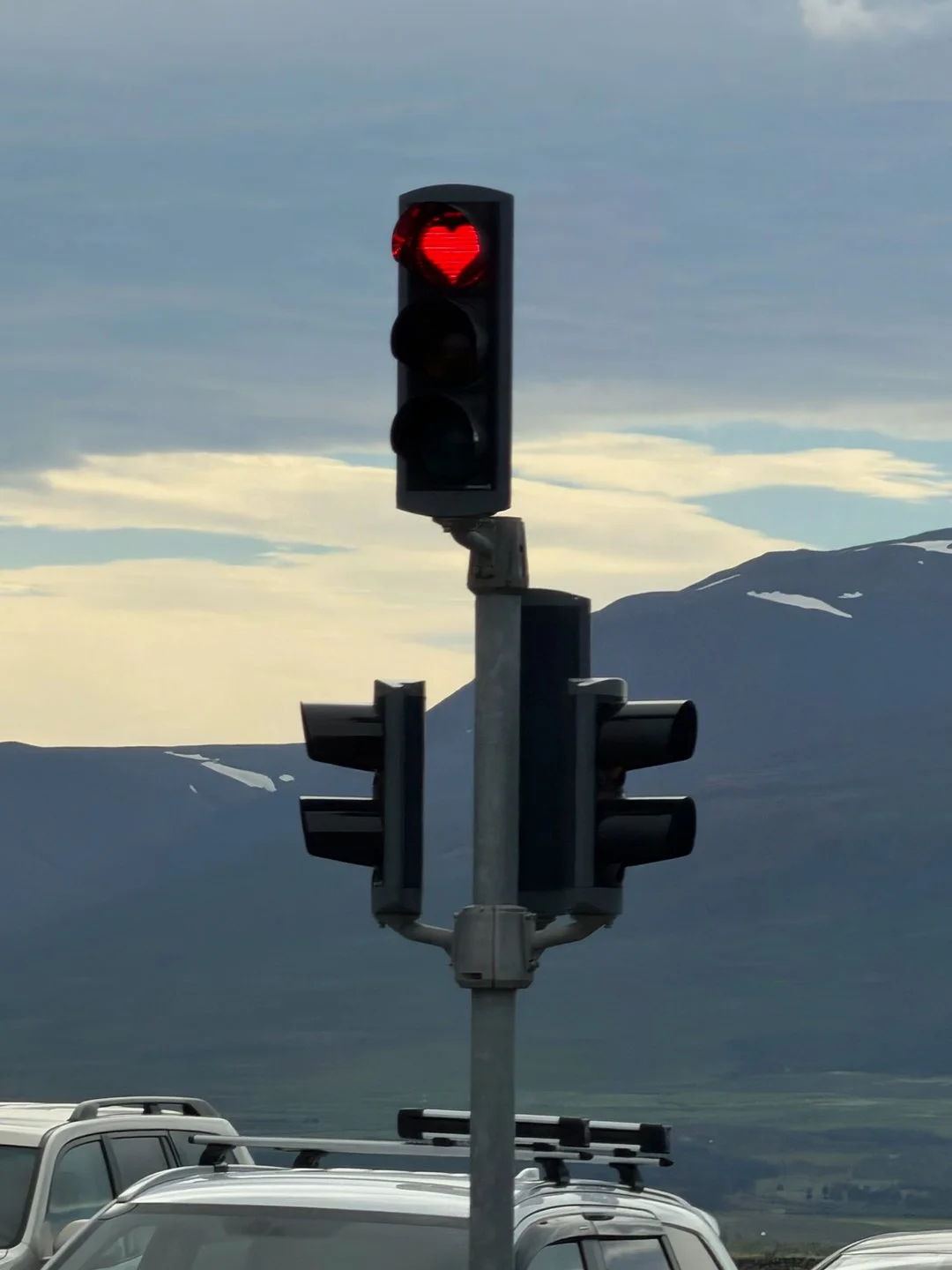 "The red lights in this town were all shaped like hearts!" - Holly Osborn captured this photo in Akureyri, Iceland.