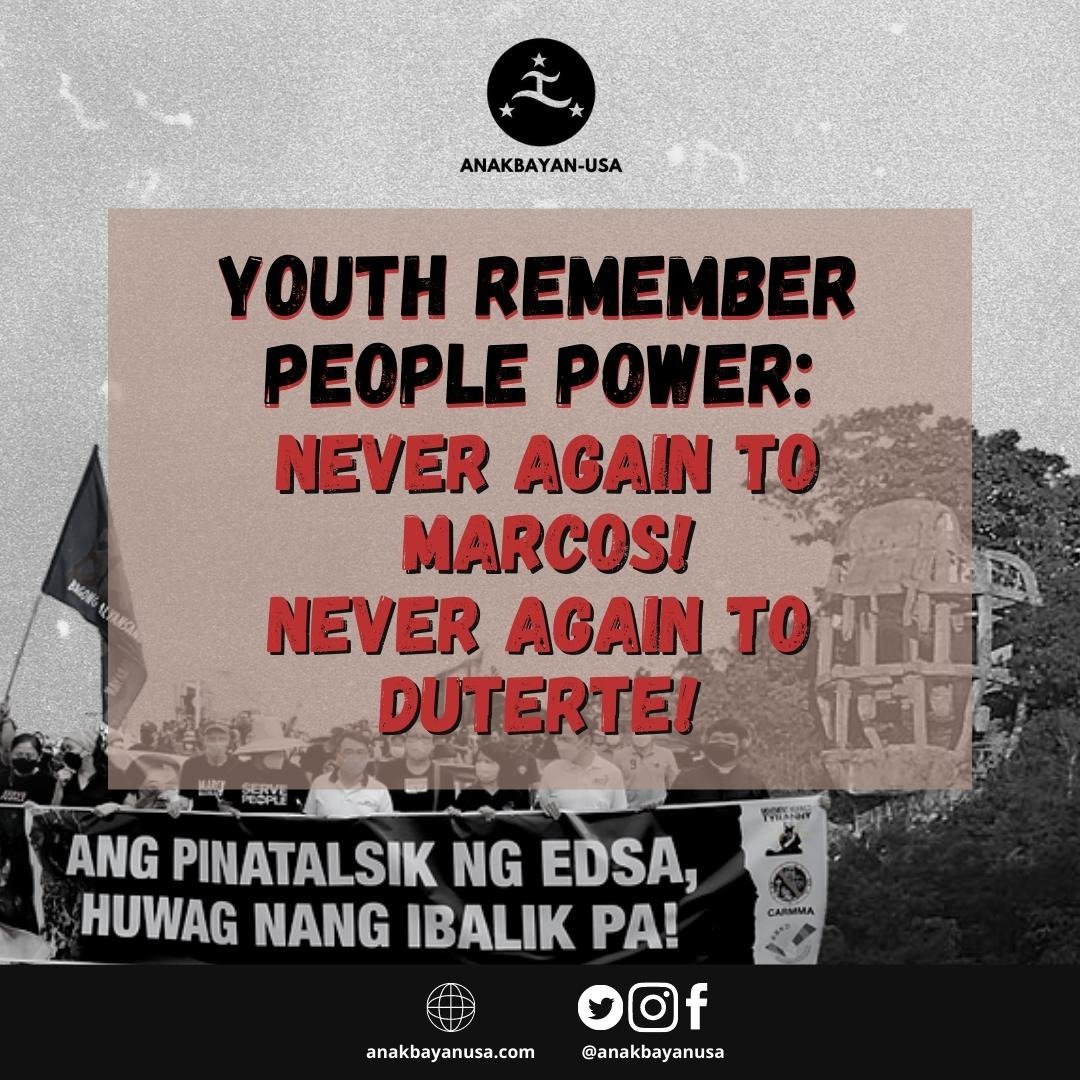 Youth Remember People Power: Never again to Marcos! Never again to Duterte!