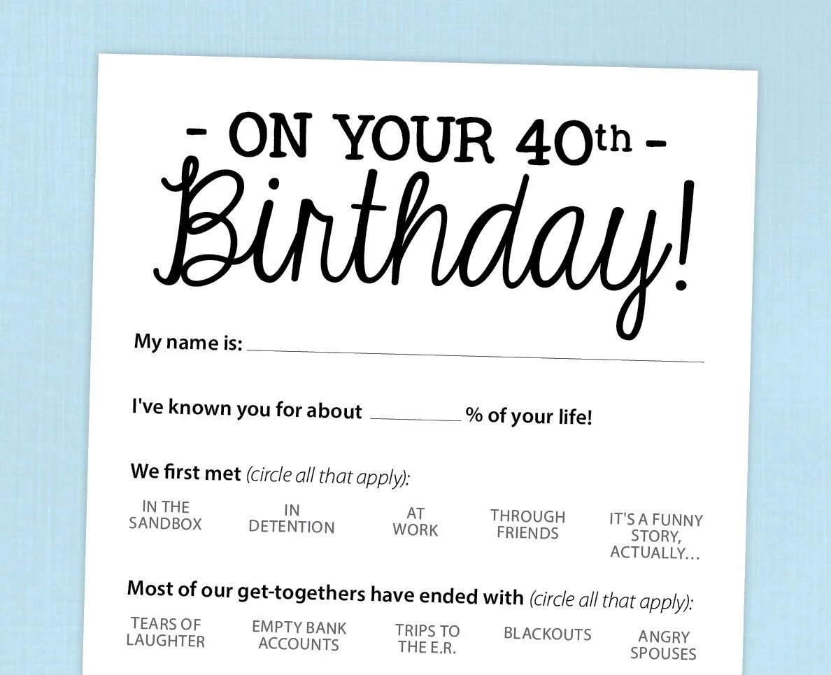 40th Birthday Party Game Card, Funny Milestone Printable PDF — Erin Murphy Design 40th-birthday-party-game-card-funny-milestone-printable-pdf-erin-murphy-design