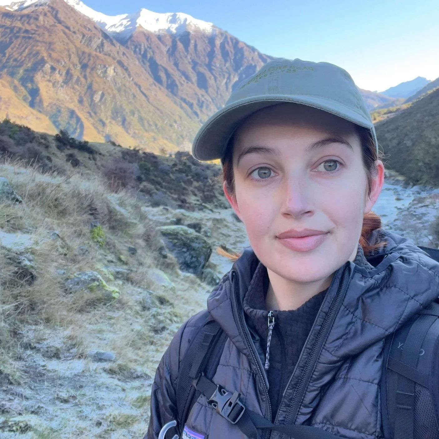 Rochelle hiking in New Zealand.