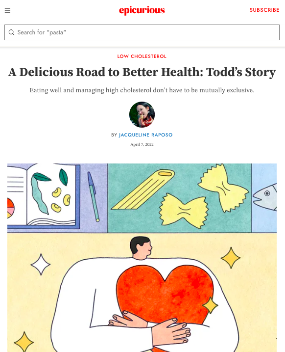 Reported feature article covering health and food